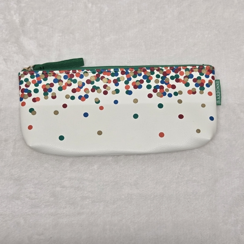 Arbonne Festive Multi-Color Polka Dot Cosmetic Travel Pouch Zippered Confetti - Picture 6 of 7